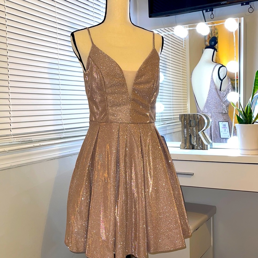 B Darlin
Juniors' Glitter Mesh Skater Dress